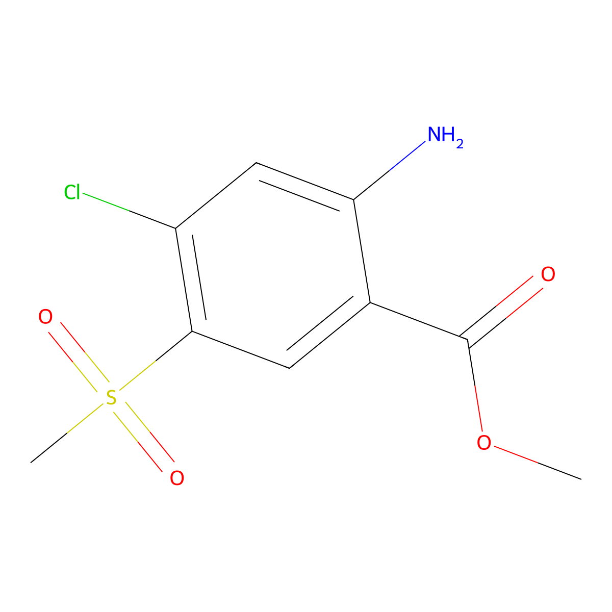 Methyl 2-amino-4-chloro-5-(methylsulfonyl)benzoate molecular structure, CAS 190368-25-3