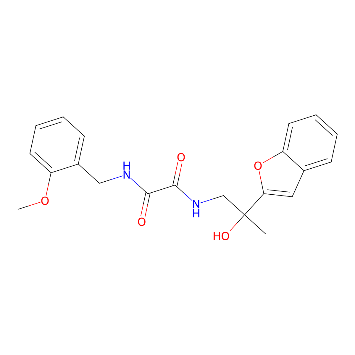 N1-(2-(benzofuran-2-yl)-2-hydroxypropyl)-N2-(2-methoxybenzyl)oxalamide molecular structure, CAS 1903681-07-1