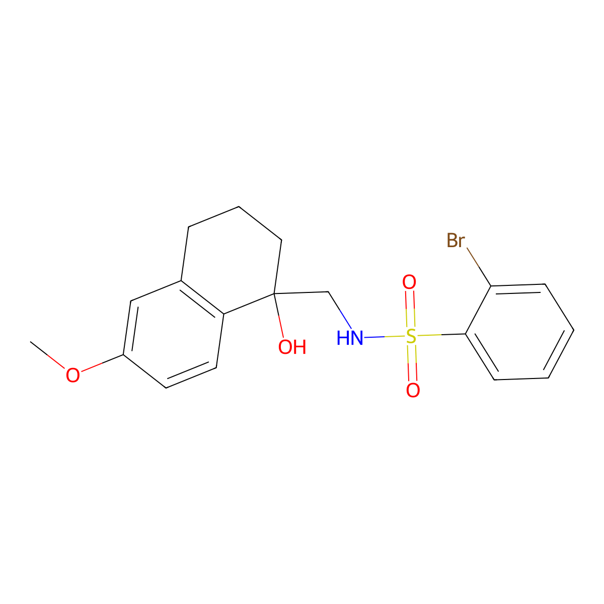 2-bromo-N-((1-hydroxy-6-methoxy-1,2,3,4-tetrahydronaphthalen-1-yl)methyl)benzenesulfonamide molecular structure, CAS 1903682-46-1