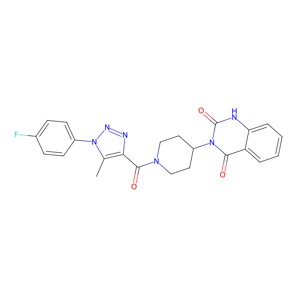 3-(1-(1-(4-fluorophenyl)-5-methyl-1H-1,2,3-triazole-4-carbonyl)piperidin-4-yl)quinazoline-2,4(1H,3H)-dione molecular structure, CAS 1903682-85-8