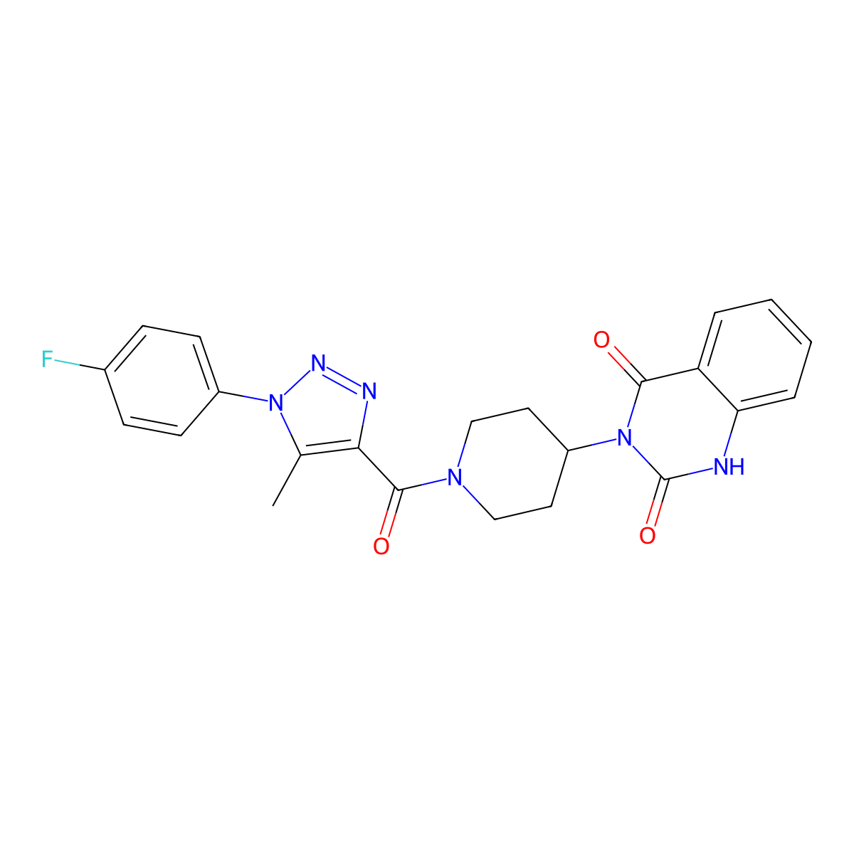 3-(1-(1-(4-fluorophenyl)-5-methyl-1H-1,2,3-triazole-4-carbonyl)piperidin-4-yl)quinazoline-2,4(1H,3H)-dione molecular structure, CAS 1903682-85-8