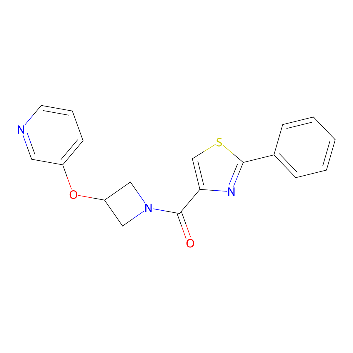 (2-Phenylthiazol-4-yl)(3-(pyridin-3-yloxy)azetidin-1-yl)methanone molecular structure, CAS 1903683-51-1