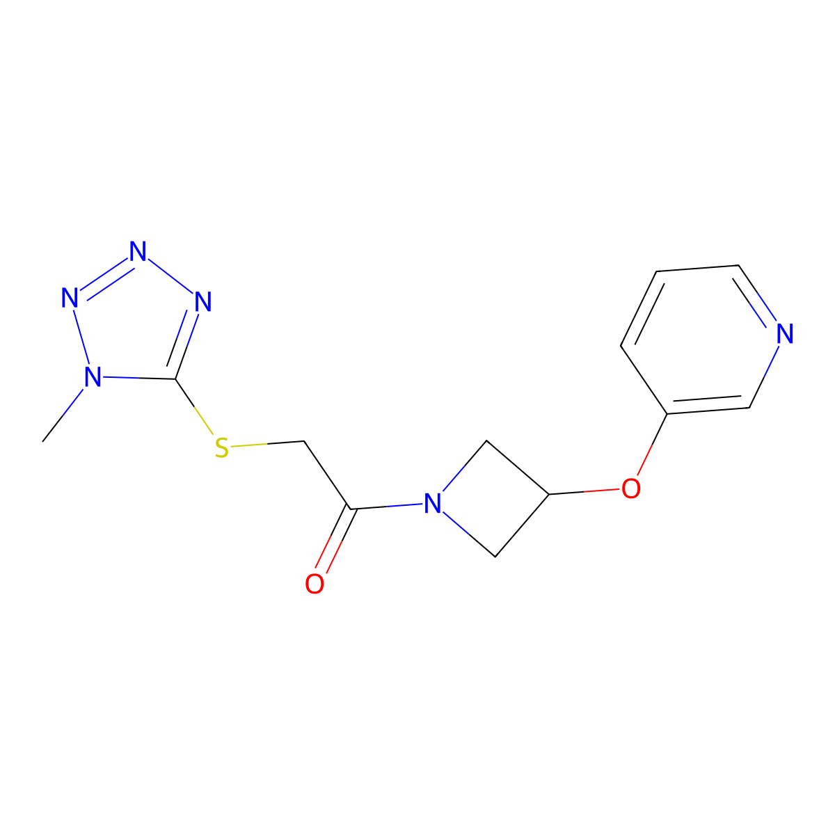 2-((1-methyl-1H-tetrazol-5-yl)thio)-1-(3-(pyridin-3-yloxy)azetidin-1-yl)ethanone molecular structure, CAS 1903683-69-1