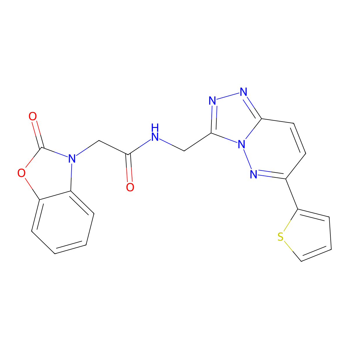 2-(2-oxobenzo[d]oxazol-3(2H)-yl)-N-((6-(thiophen-2-yl)-[1,2,4]triazolo[4,3-b]pyridazin-3-yl)methyl)acetamide molecular structure, CAS 1903683-99-7