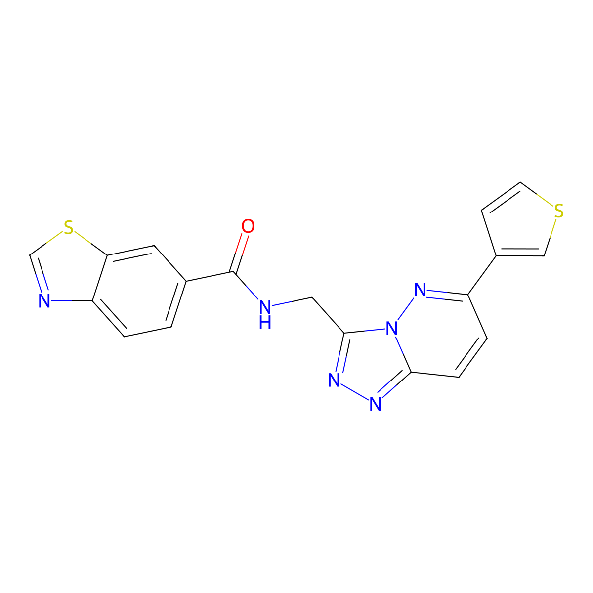 N-((6-(thiophen-3-yl)-[1,2,4]triazolo[4,3-b]pyridazin-3-yl)methyl)benzo[d]thiazole-6-carboxamide molecular structure, CAS 1903684-28-5