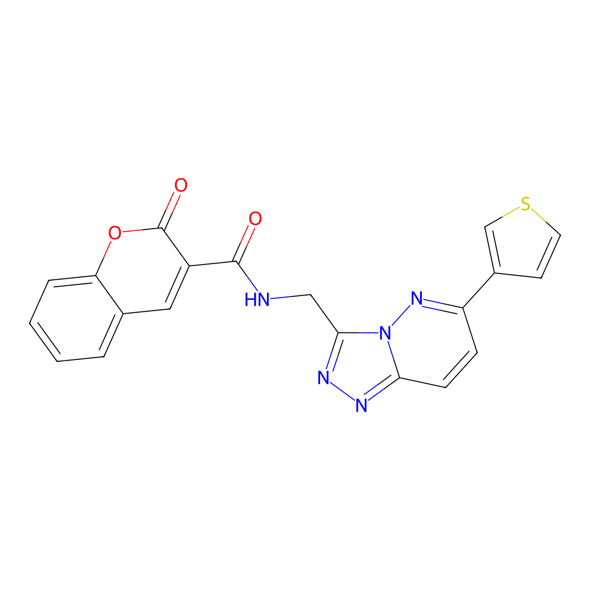 2-oxo-N-((6-(thiophen-3-yl)-[1,2,4]triazolo[4,3-b]pyridazin-3-yl)methyl)-2H-chromene-3-carboxamide molecular structure, CAS 1903684-37-6