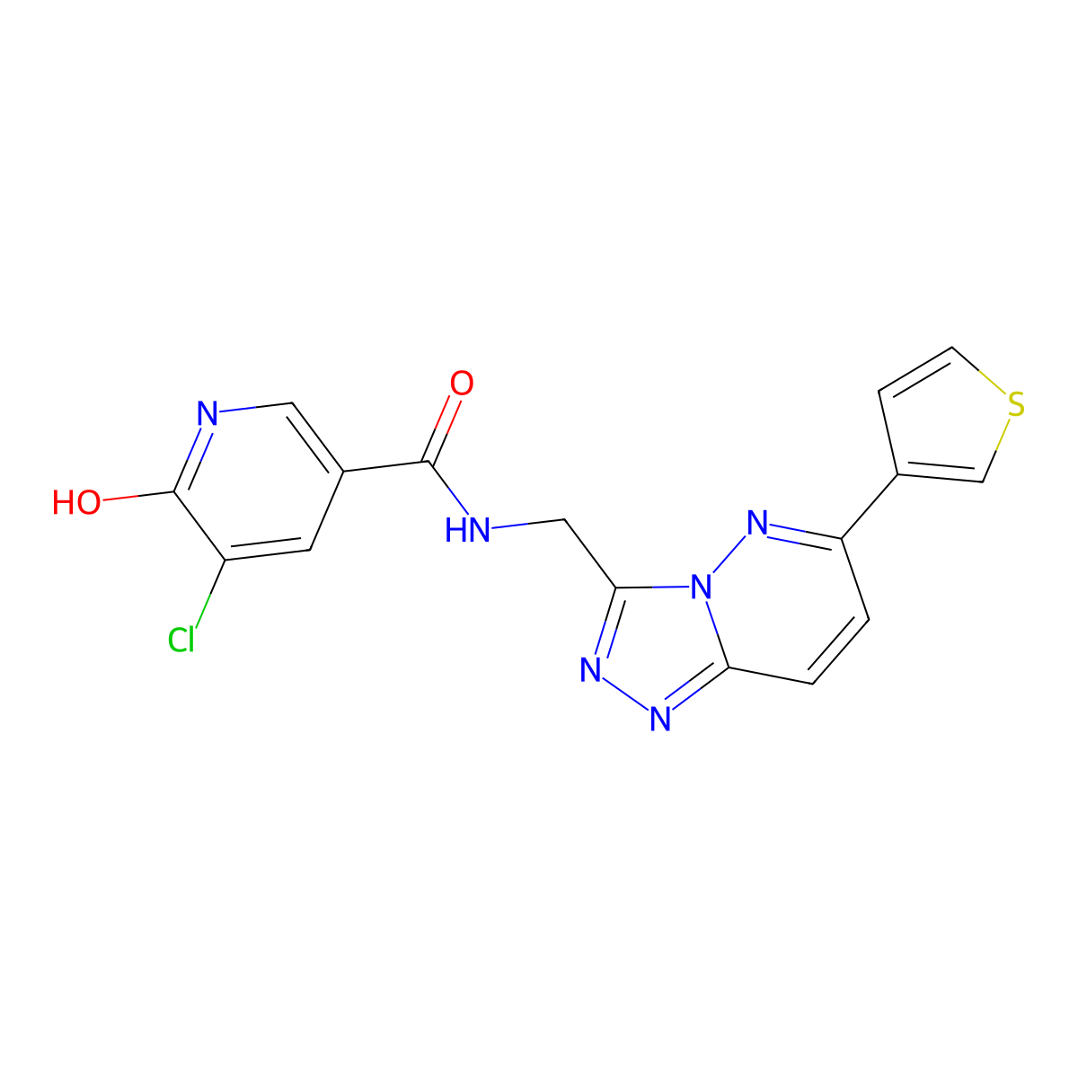 5-chloro-6-hydroxy-N-((6-(thiophen-3-yl)-[1,2,4]triazolo[4,3-b]pyridazin-3-yl)methyl)nicotinamide molecular structure, CAS 1903684-44-5