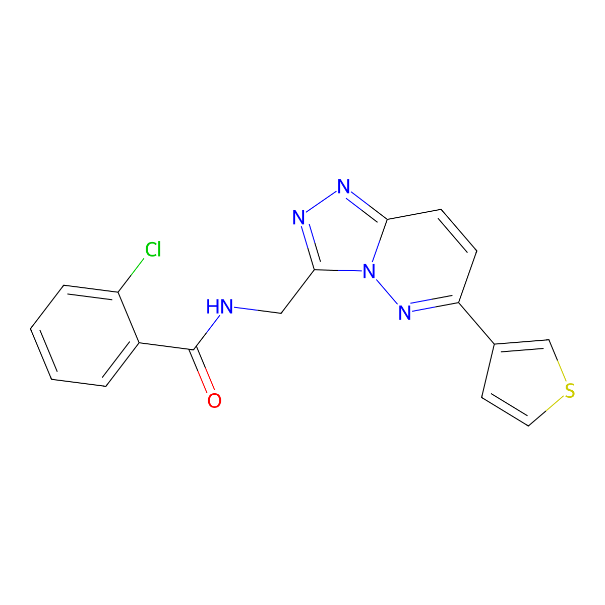 2-chloro-N-((6-(thiophen-3-yl)-[1,2,4]triazolo[4,3-b]pyridazin-3-yl)methyl)benzamide molecular structure, CAS 1903684-50-3