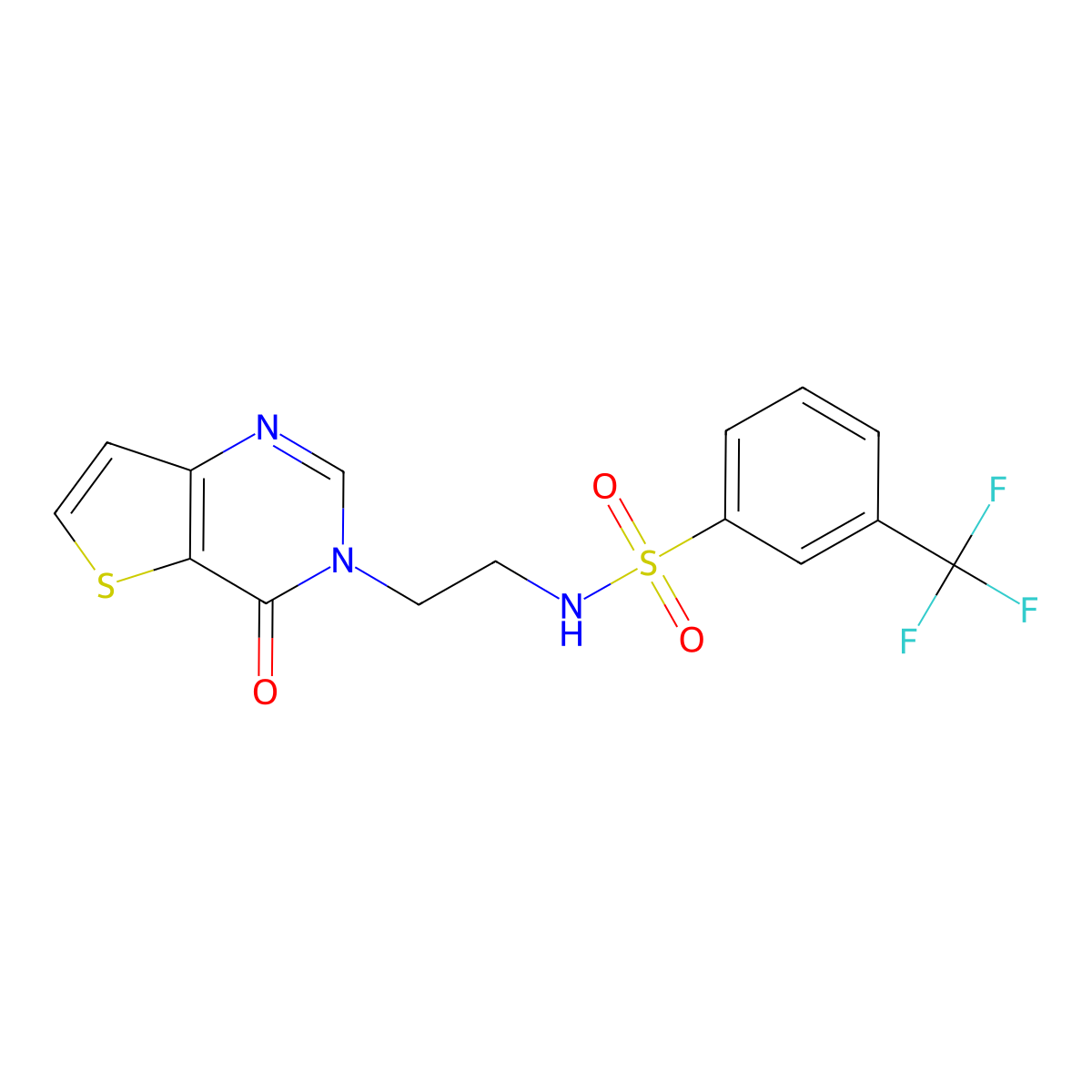 N-(2-(4-oxothieno[3,2-d]pyrimidin-3(4H)-yl)ethyl)-3-(trifluoromethyl)benzenesulfonamide molecular structure, CAS 1903685-58-4