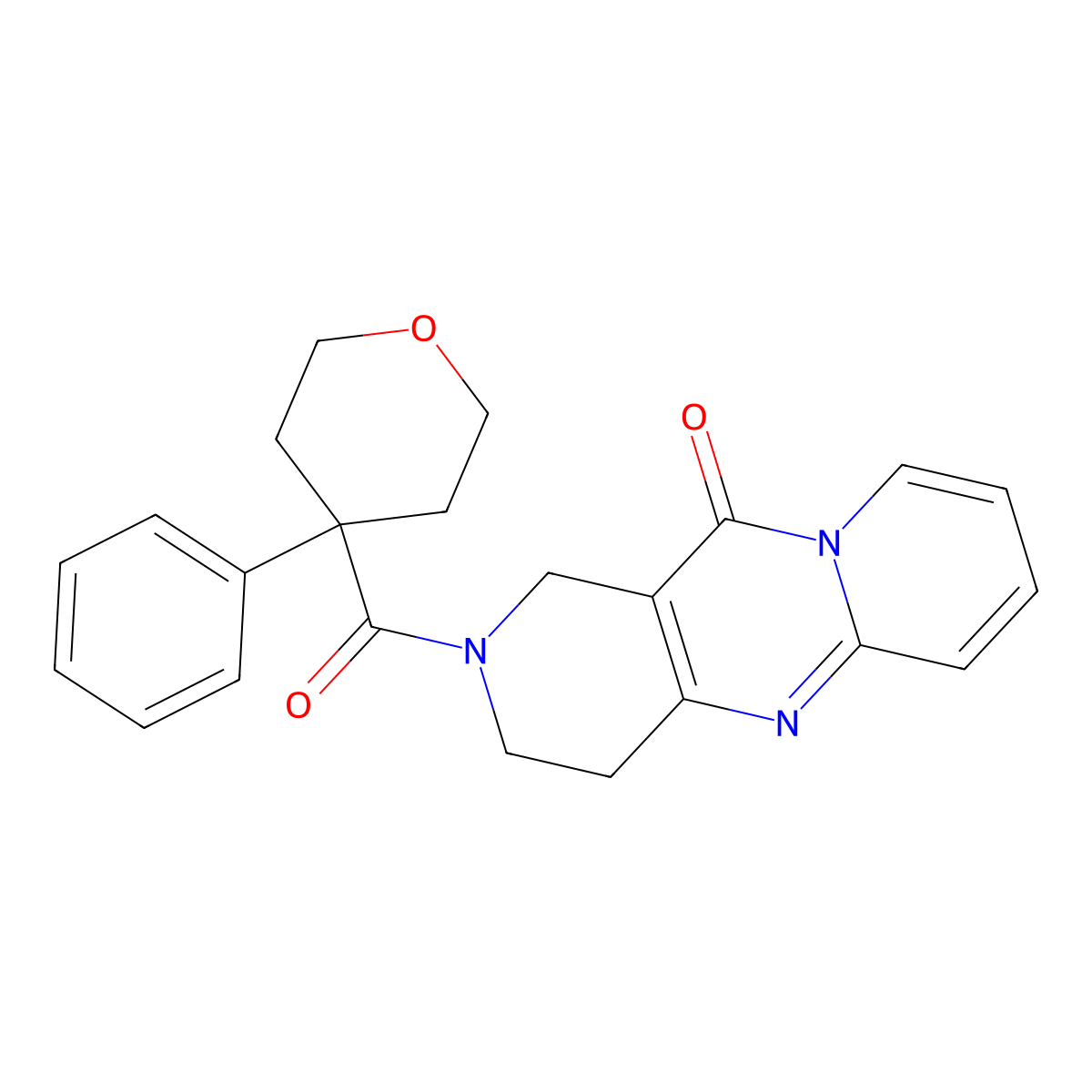 2-(4-phenyltetrahydro-2H-pyran-4-carbonyl)-3,4-dihydro-1H-dipyrido[1,2-a:4',3'-d]pyrimidin-11(2H)-one molecular structure, CAS 1903685-81-3