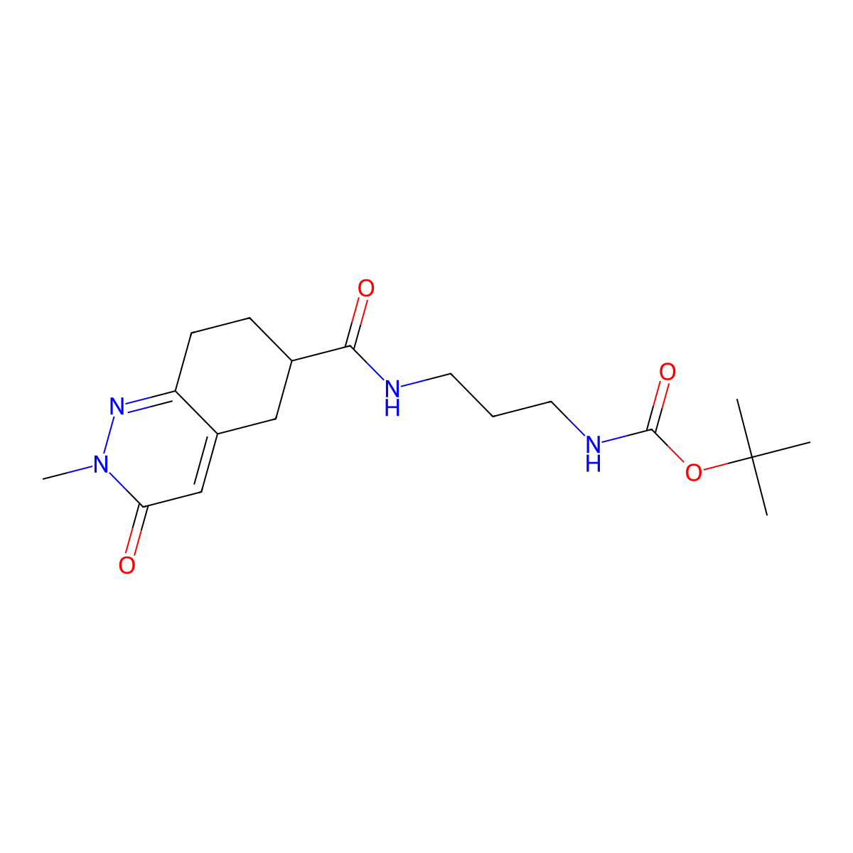 Tert-butyl (3-(2-methyl-3-oxo-2,3,5,6,7,8-hexahydrocinnoline-6-carboxamido)propyl)carbamate molecular structure, CAS 1903685-85-7