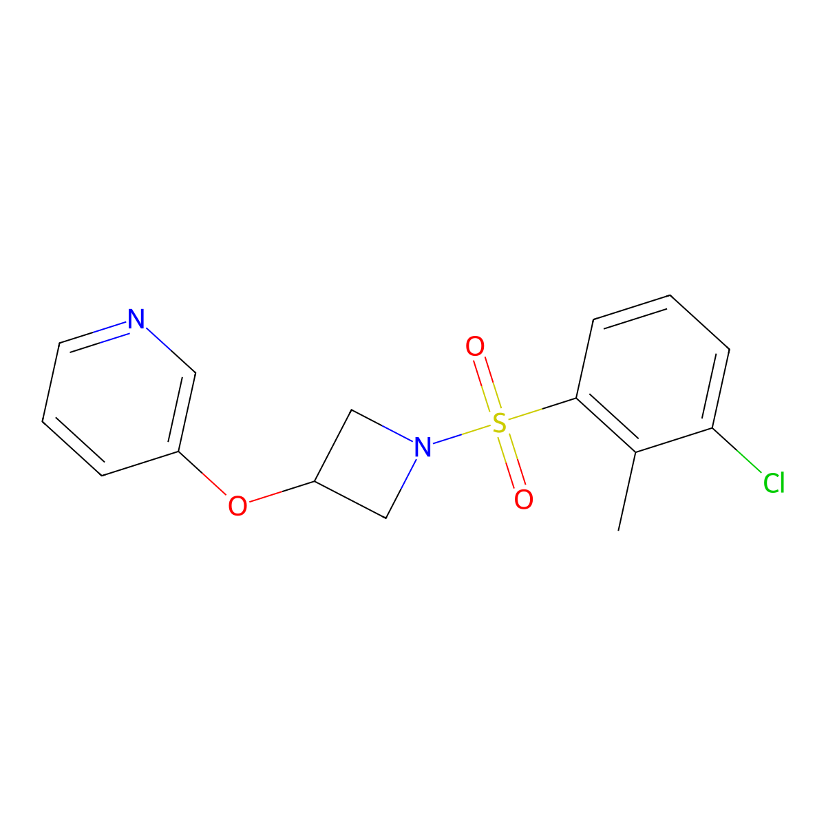 3-((1-((3-Chloro-2-methylphenyl)sulfonyl)azetidin-3-yl)oxy)pyridine molecular structure, CAS 1903685-93-7