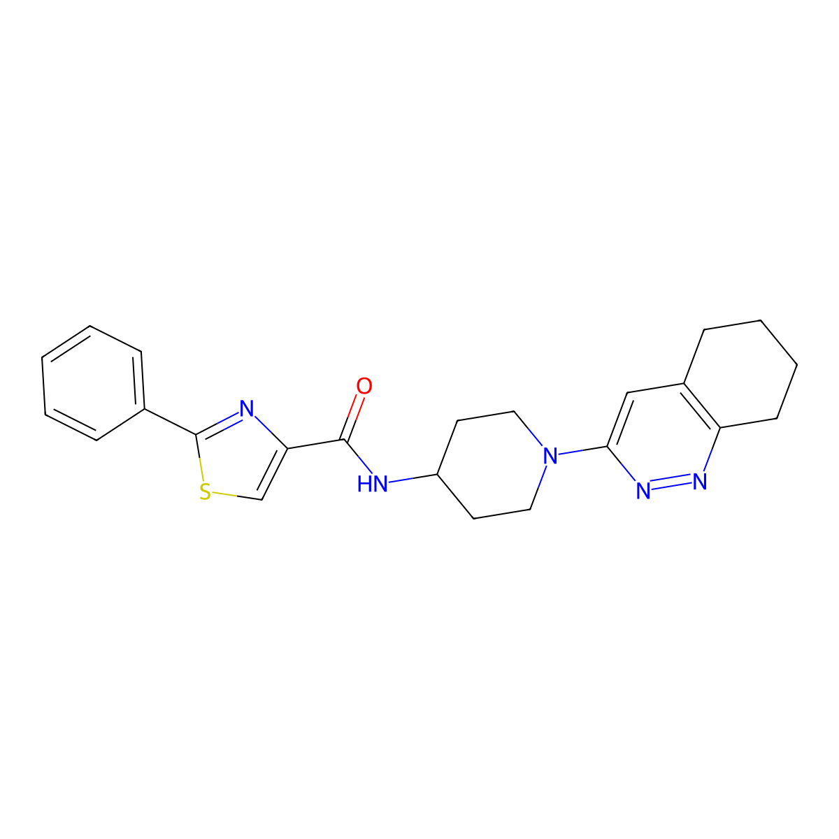 2-phenyl-N-(1-(5,6,7,8-tetrahydrocinnolin-3-yl)piperidin-4-yl)thiazole-4-carboxamide molecular structure, CAS 1903686-97-4