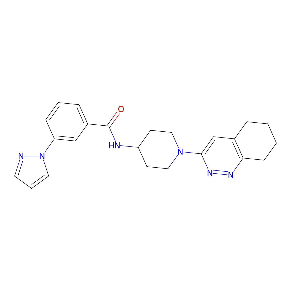 3-(1H-pyrazol-1-yl)-N-[1-(5,6,7,8-tetrahydrocinnolin-3-yl)piperidin-4-yl]benzamide molecular structure, CAS 1903687-05-7