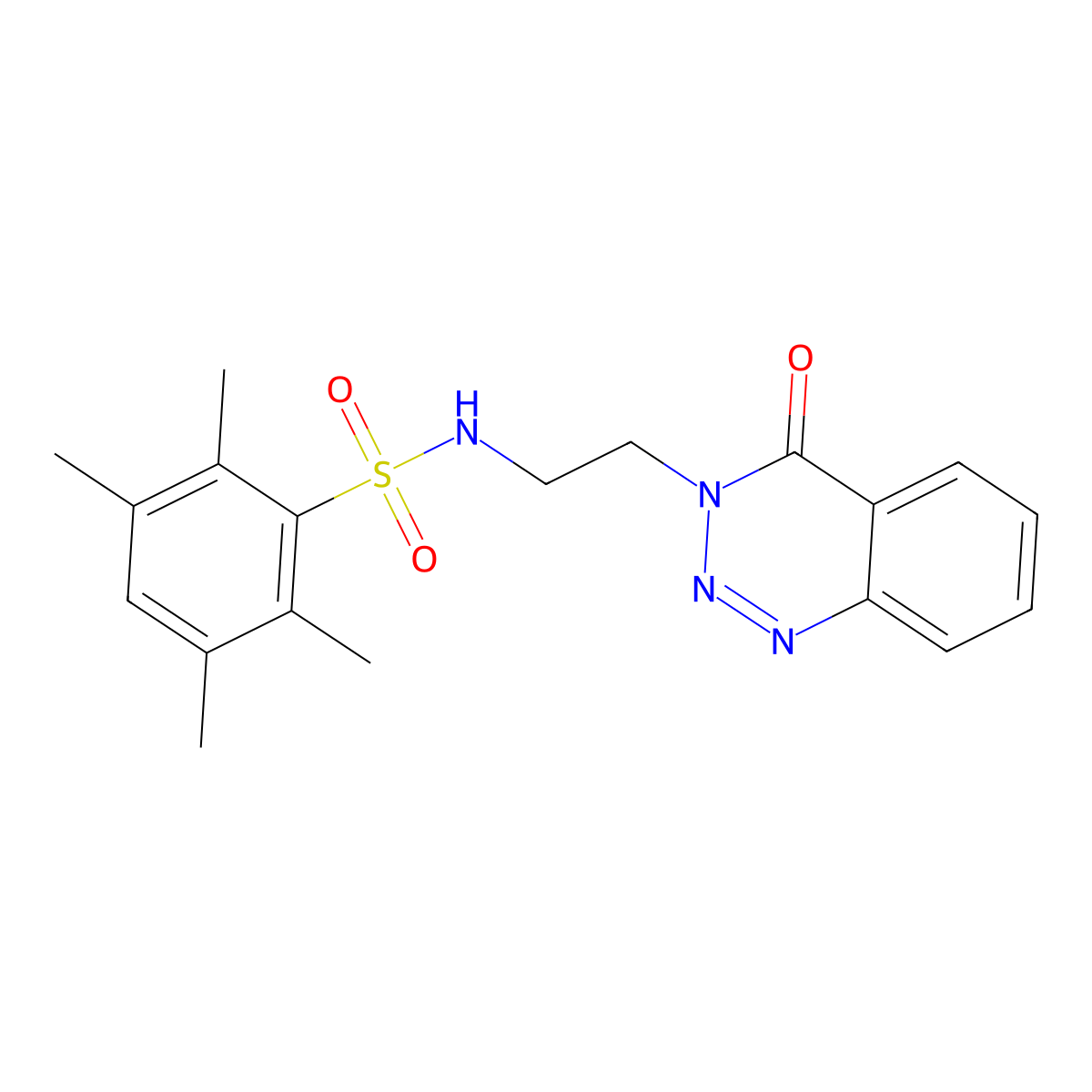 2,3,5,6-tetramethyl-N-(2-(4-oxobenzo[d][1,2,3]triazin-3(4H)-yl)ethyl)benzenesulfonamide molecular structure, CAS 1903687-69-3