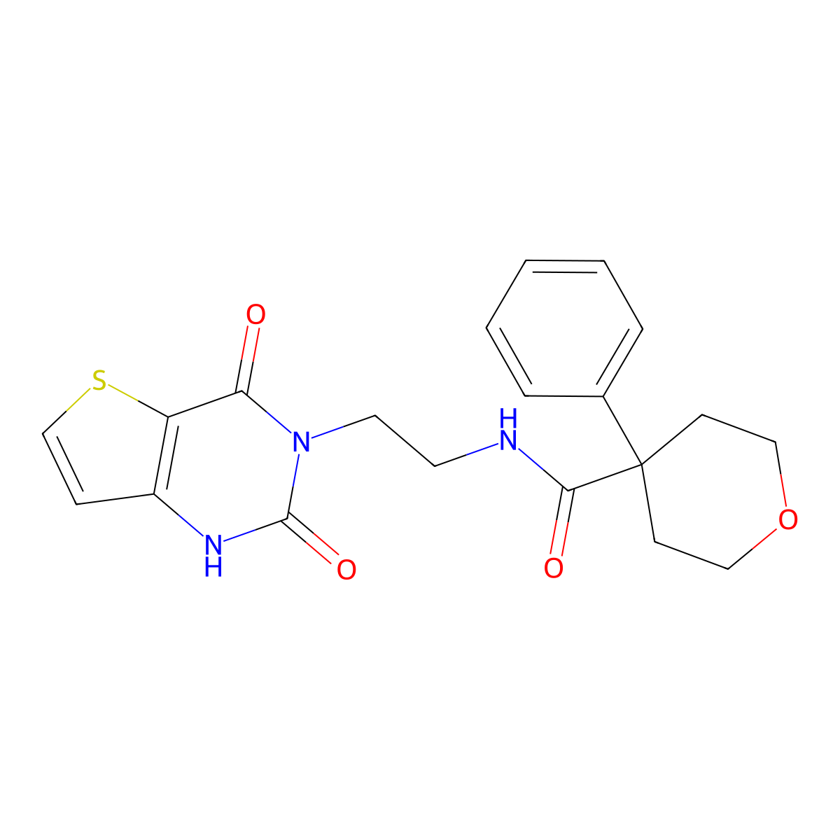 N-(2-(2,4-dioxo-1,2-dihydrothieno[3,2-d]pyrimidin-3(4H)-yl)ethyl)-4-phenyltetrahydro-2H-pyran-4-carboxamide molecular structure, CAS 1903688-98-1
