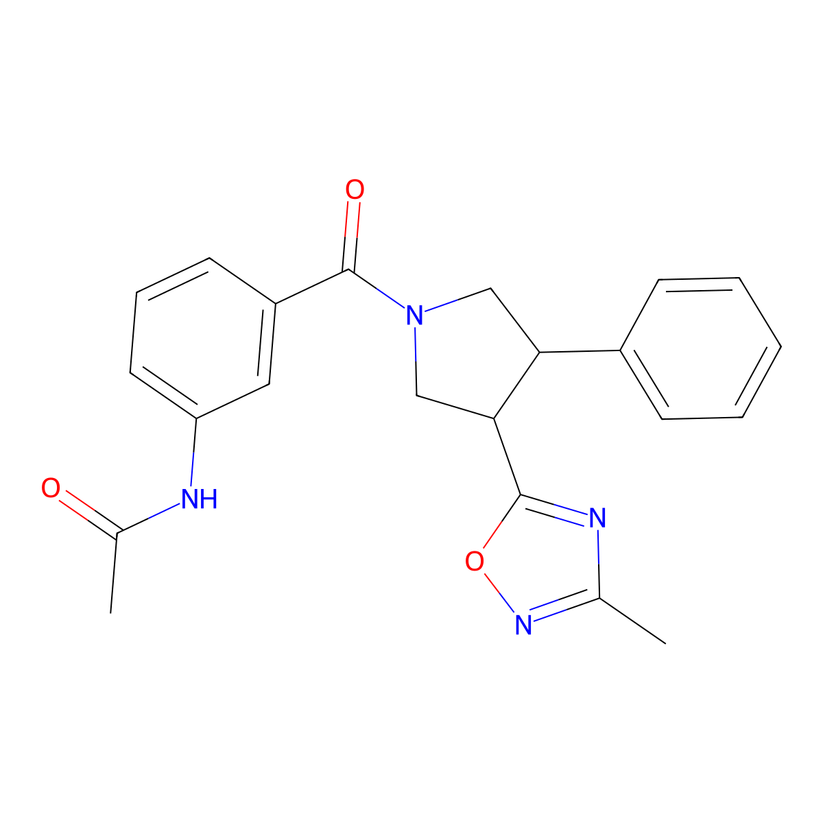 N-{3-[3-(3-methyl-1,2,4-oxadiazol-5-yl)-4-phenylpyrrolidine-1-carbonyl]phenyl}acetamide molecular structure, CAS 1903689-17-7