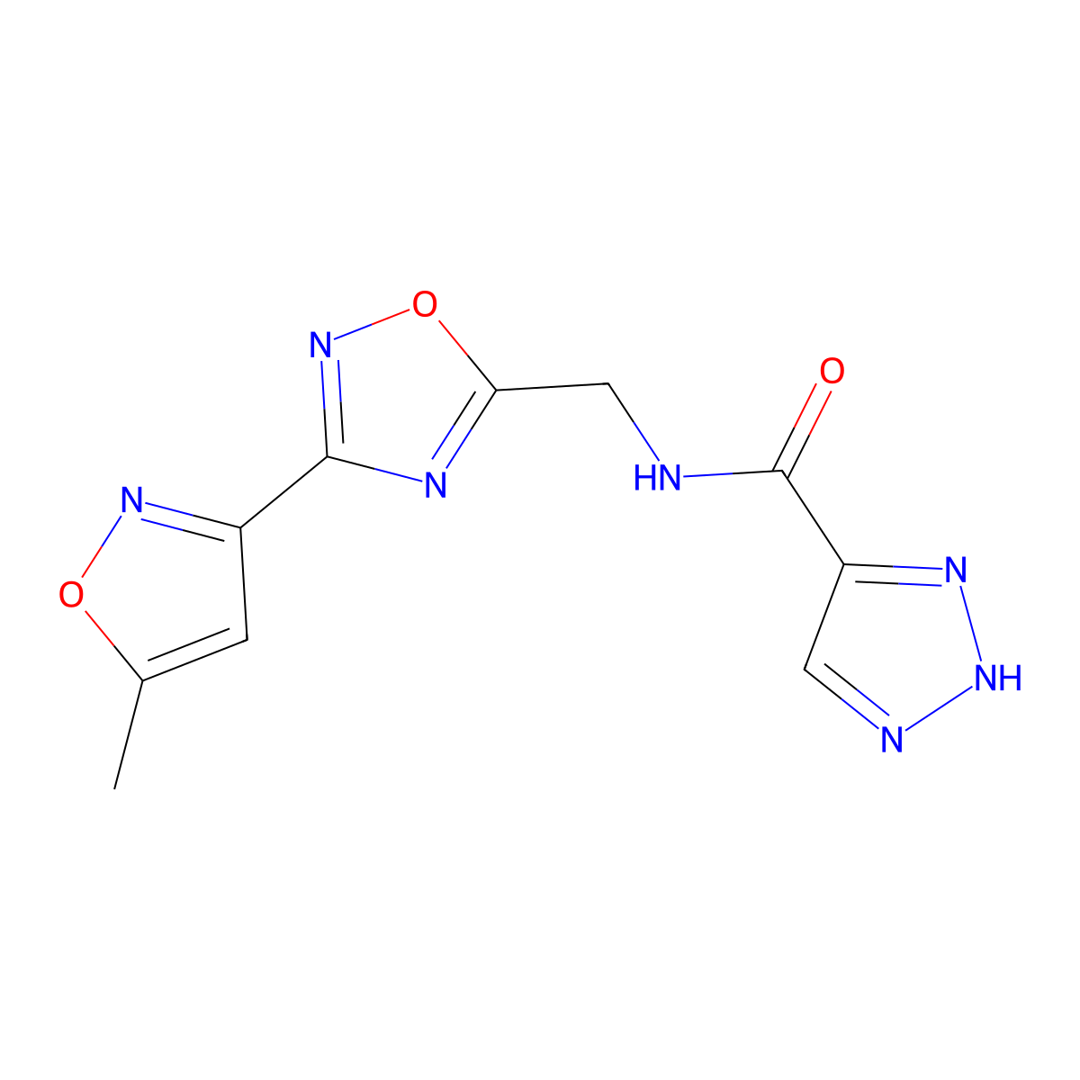 N-((3-(5-methylisoxazol-3-yl)-1,2,4-oxadiazol-5-yl)methyl)-1H-1,2,3-triazole-5-carboxamide molecular structure, CAS 1903689-68-8