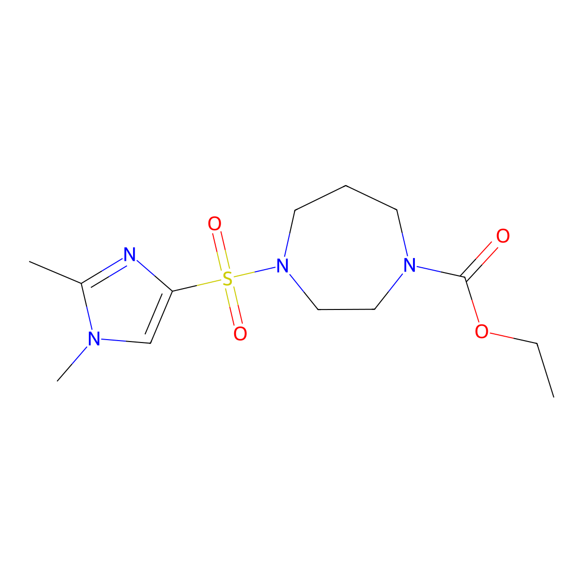 ethyl 4-[(1,2-dimethyl-1H-imidazol-4-yl)sulfonyl]-1,4-diazepane-1-carboxylate molecular structure, CAS 1903690-53-8