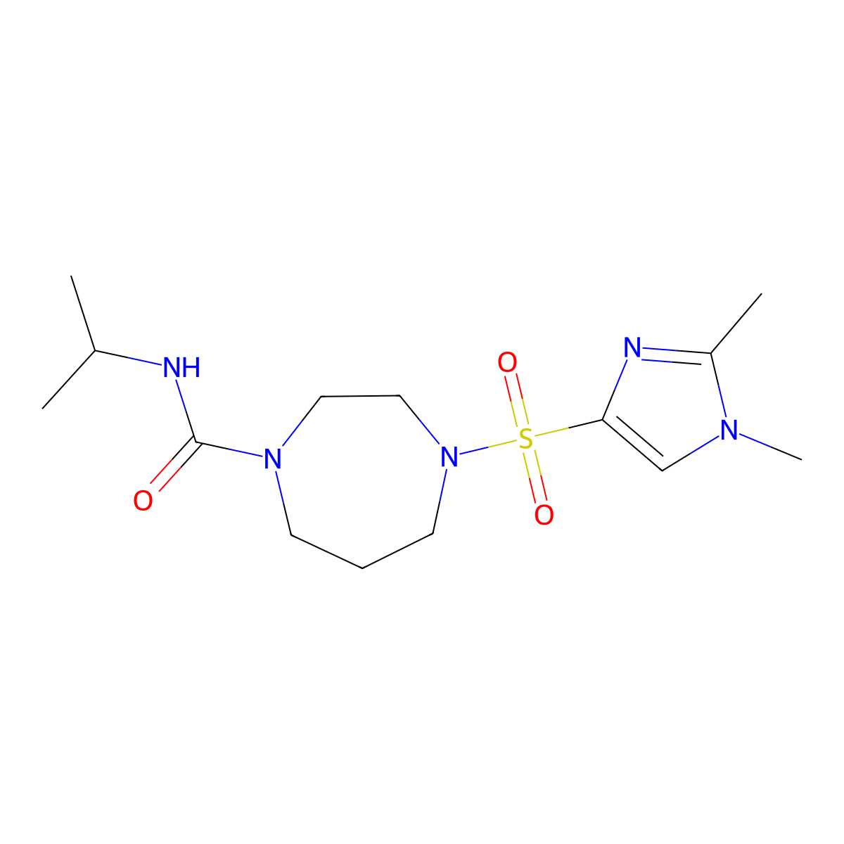 4-((1,2-dimethyl-1H-imidazol-4-yl)sulfonyl)-N-isopropyl-1,4-diazepane-1-carboxamide molecular structure, CAS 1903691-10-0