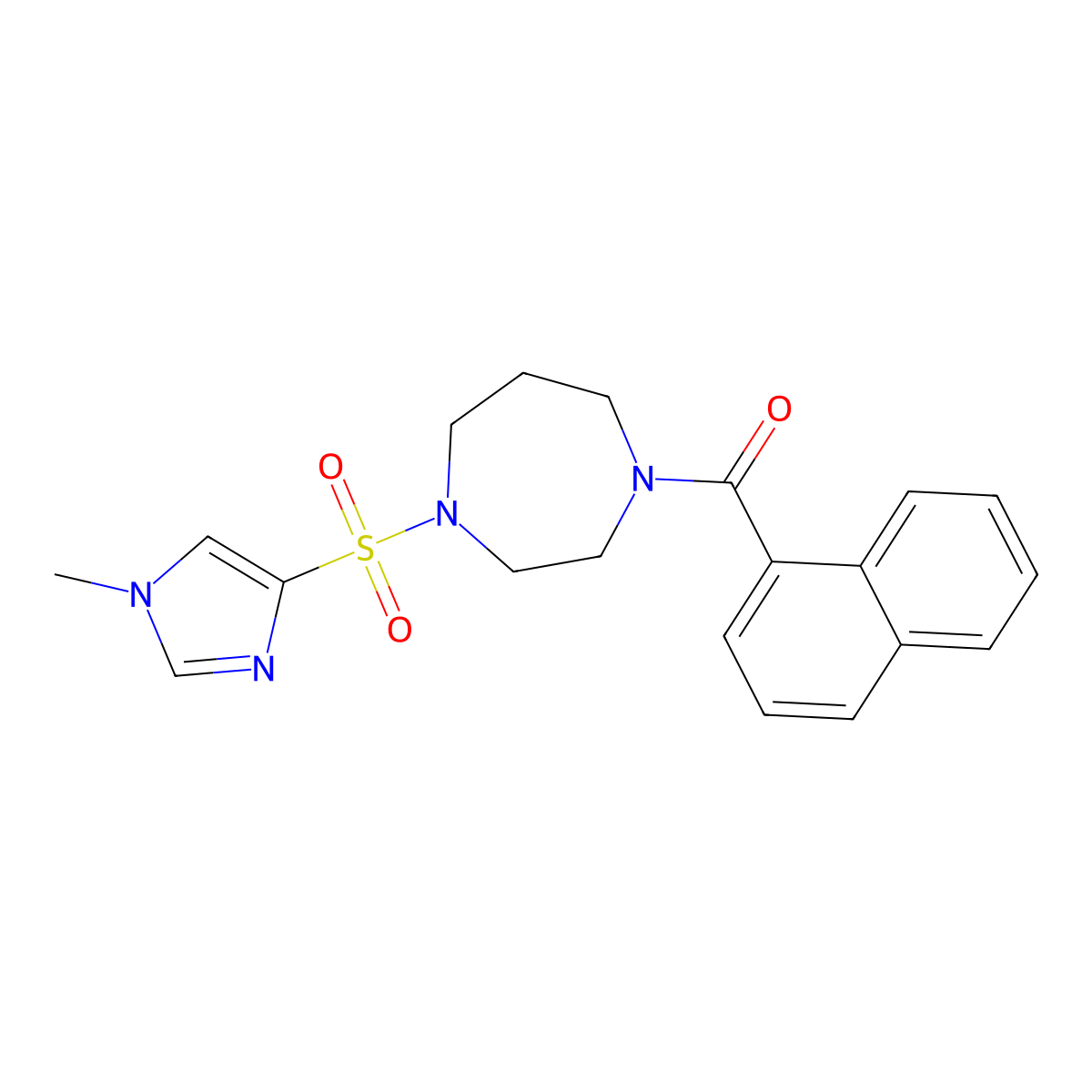 (4-((1-methyl-1H-imidazol-4-yl)sulfonyl)-1,4-diazepan-1-yl)(naphthalen-1-yl)methanone molecular structure, CAS 1903692-84-1