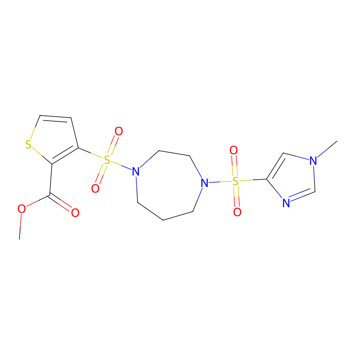 methyl 3-((4-((1-methyl-1H-imidazol-4-yl)sulfonyl)-1,4-diazepan-1-yl)sulfonyl)thiophene-2-carboxylate molecular structure, CAS 1903693-27-5