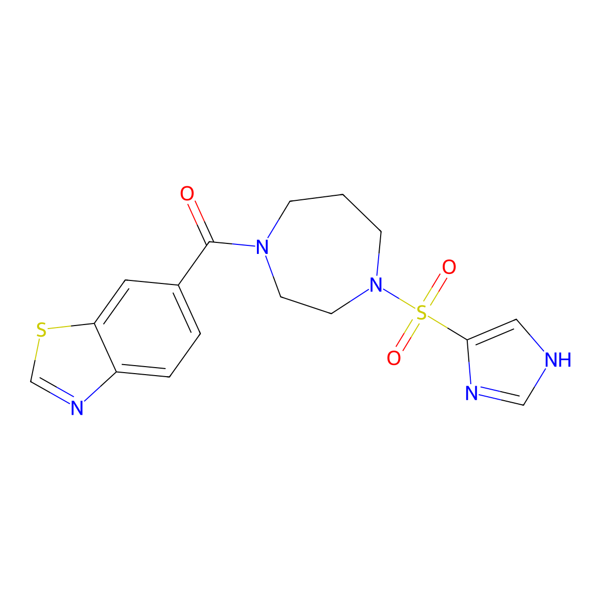 (4-((1H-imidazol-4-yl)sulfonyl)-1,4-diazepan-1-yl)(benzo[d]thiazol-6-yl)methanone molecular structure, CAS 1903693-33-3