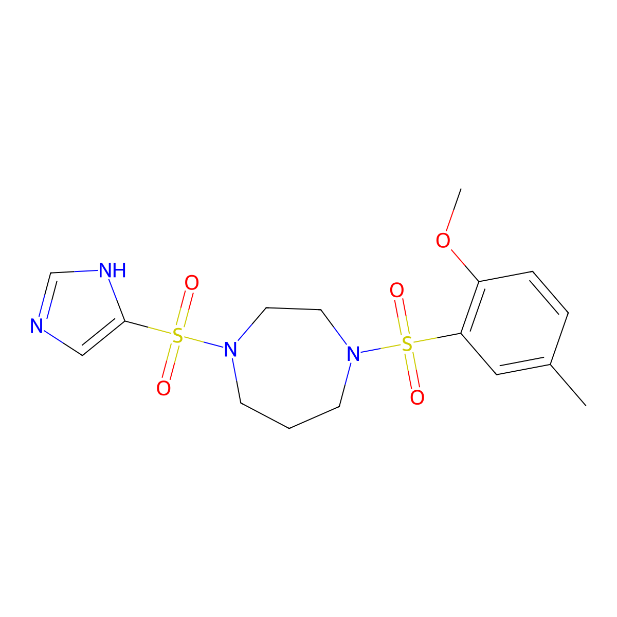 1-((1H-imidazol-4-yl)sulfonyl)-4-((2-methoxy-5-methylphenyl)sulfonyl)-1,4-diazepane molecular structure, CAS 1903693-55-9