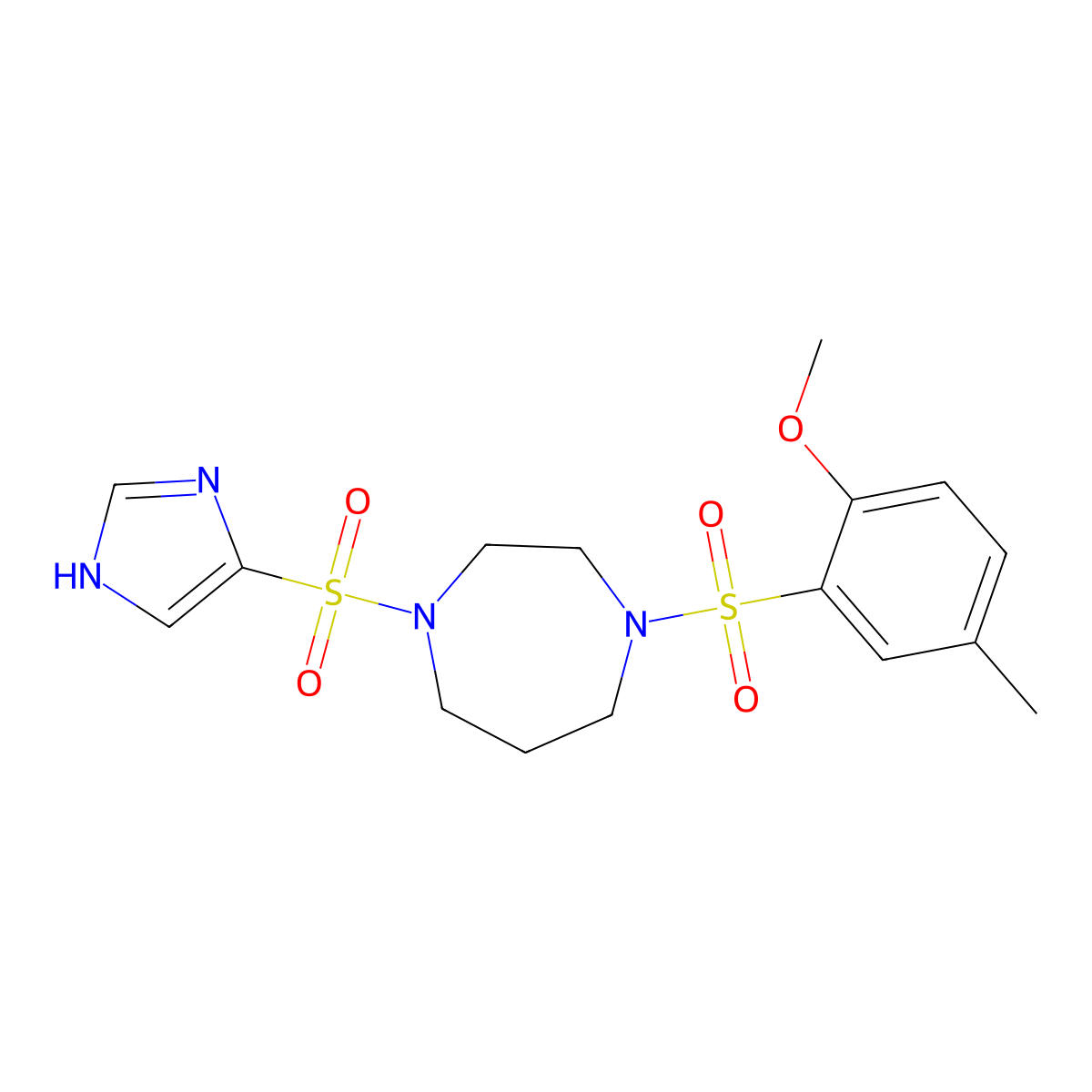 1-((1H-imidazol-4-yl)sulfonyl)-4-((2-methoxy-5-methylphenyl)sulfonyl)-1,4-diazepane molecular structure, CAS 1903693-55-9
