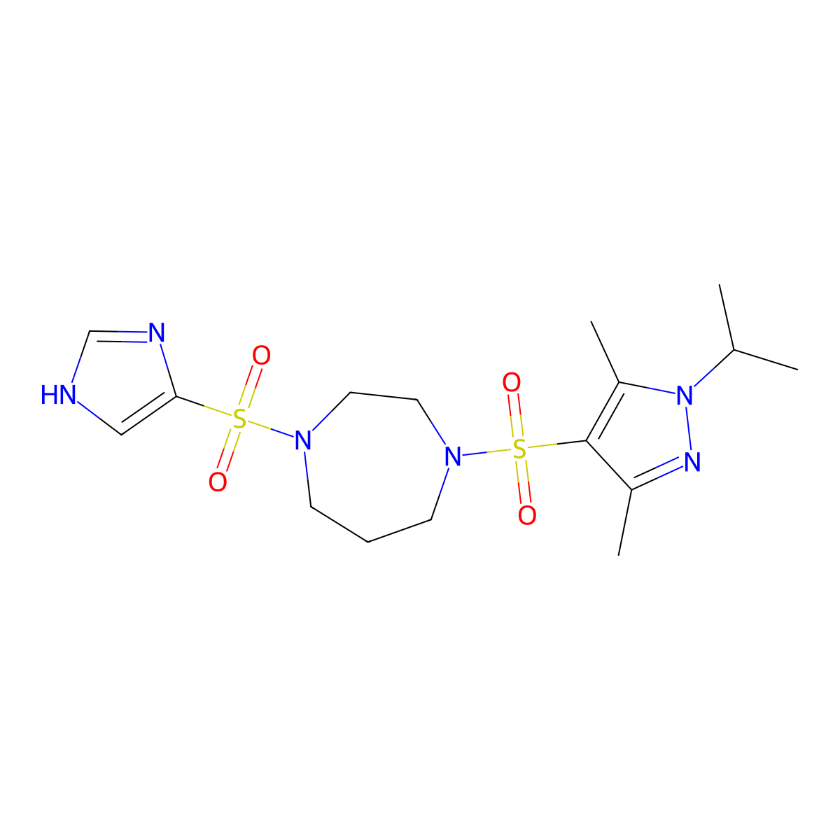1-((1H-imidazol-4-yl)sulfonyl)-4-((1-isopropyl-3,5-dimethyl-1H-pyrazol-4-yl)sulfonyl)-1,4-diazepane molecular structure, CAS 1903693-91-3