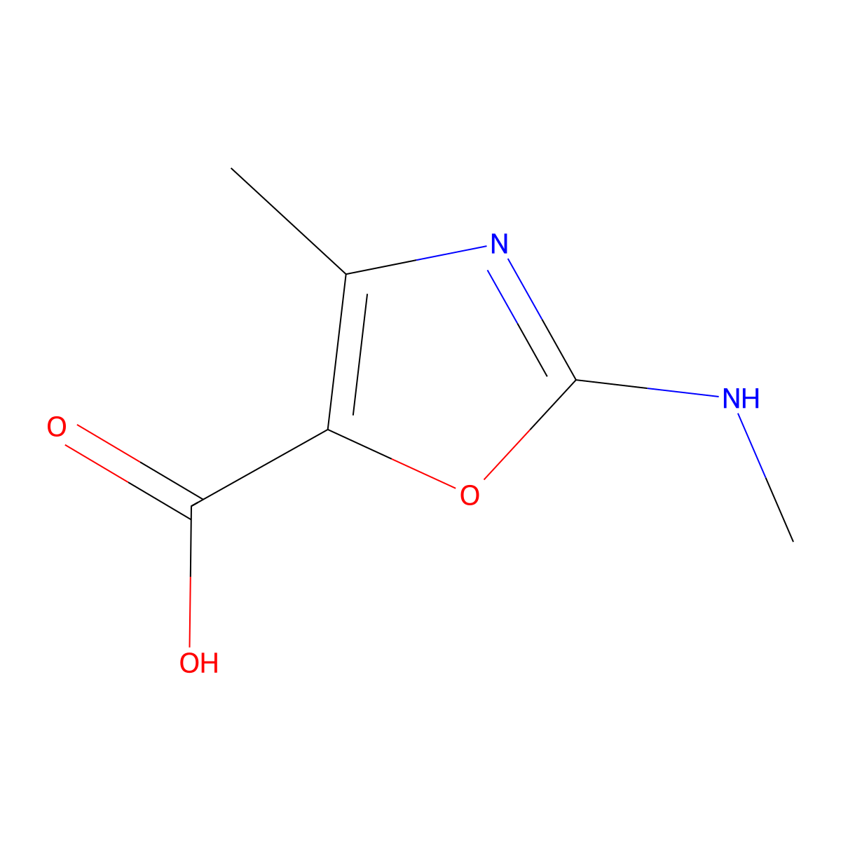 4-Methyl-2-(methylamino)-1,3-oxazole-5-carboxylic acid molecular structure, CAS 1903704-22-2
