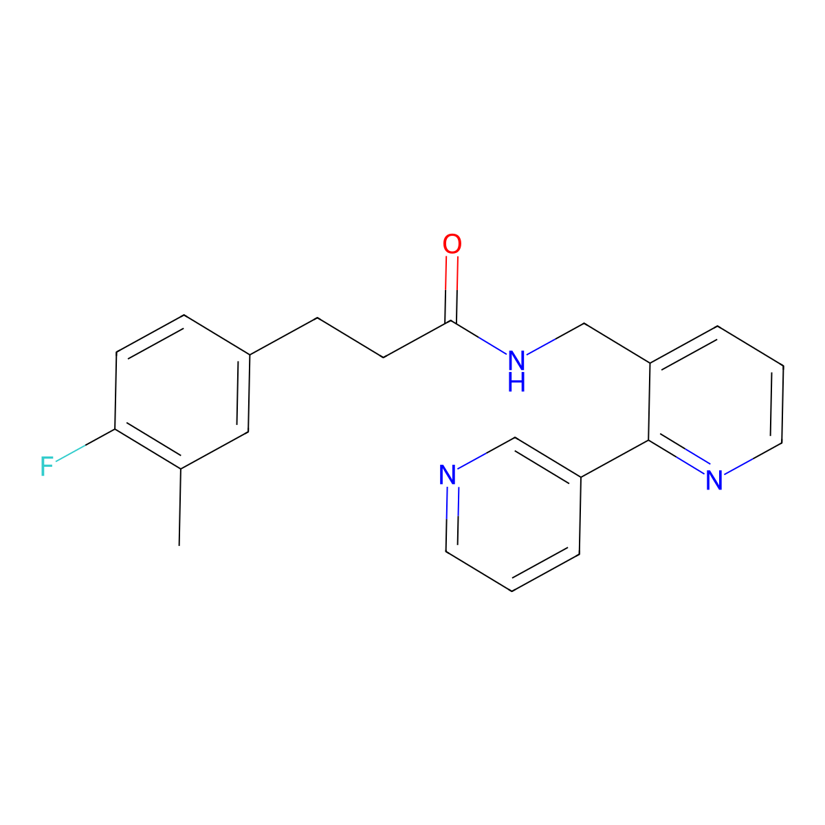 N-({[2,3'-bipyridine]-3-yl}methyl)-3-(4-fluoro-3-methylphenyl)propanamide molecular structure, CAS 1903705-27-0
