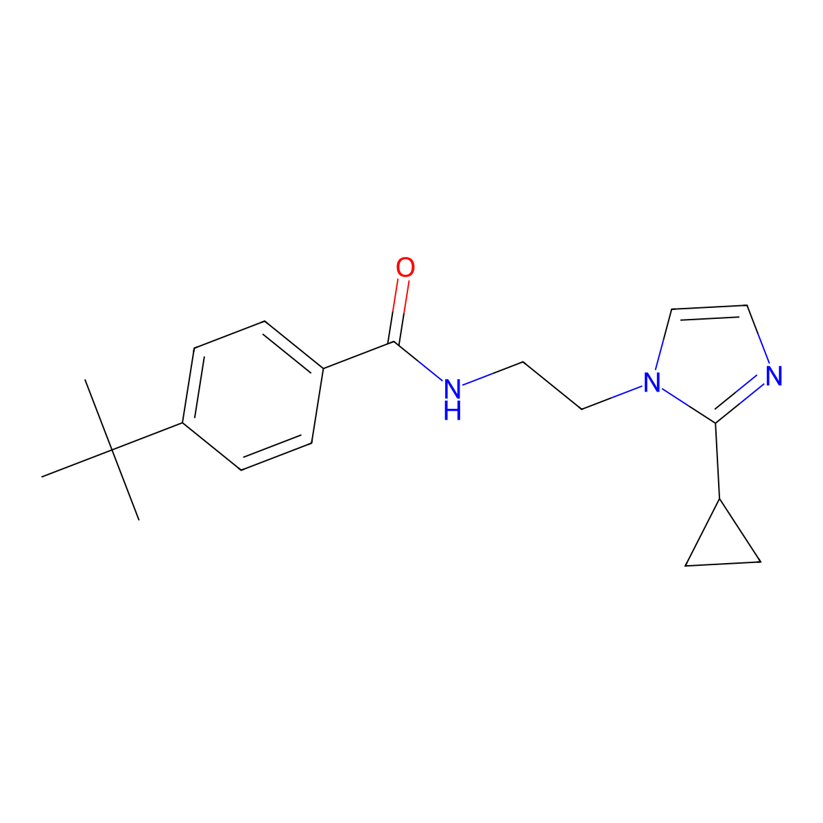 4-(tert-butyl)-N-(2-(2-cyclopropyl-1H-imidazol-1-yl)ethyl)benzamide molecular structure, CAS 1903711-79-4