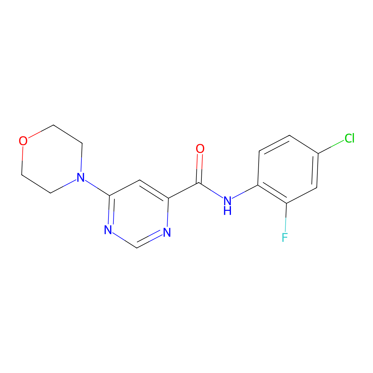N-(4-chloro-2-fluorophenyl)-6-morpholinopyrimidine-4-carboxamide molecular structure, CAS 1903712-40-2
