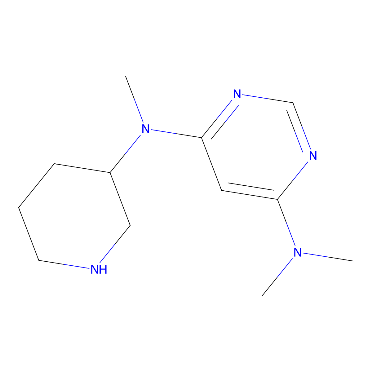 N4,N4,N6-trimethyl-N6-(piperidin-3-yl)pyrimidine-4,6-diamine molecular structure, CAS 1903715-07-0