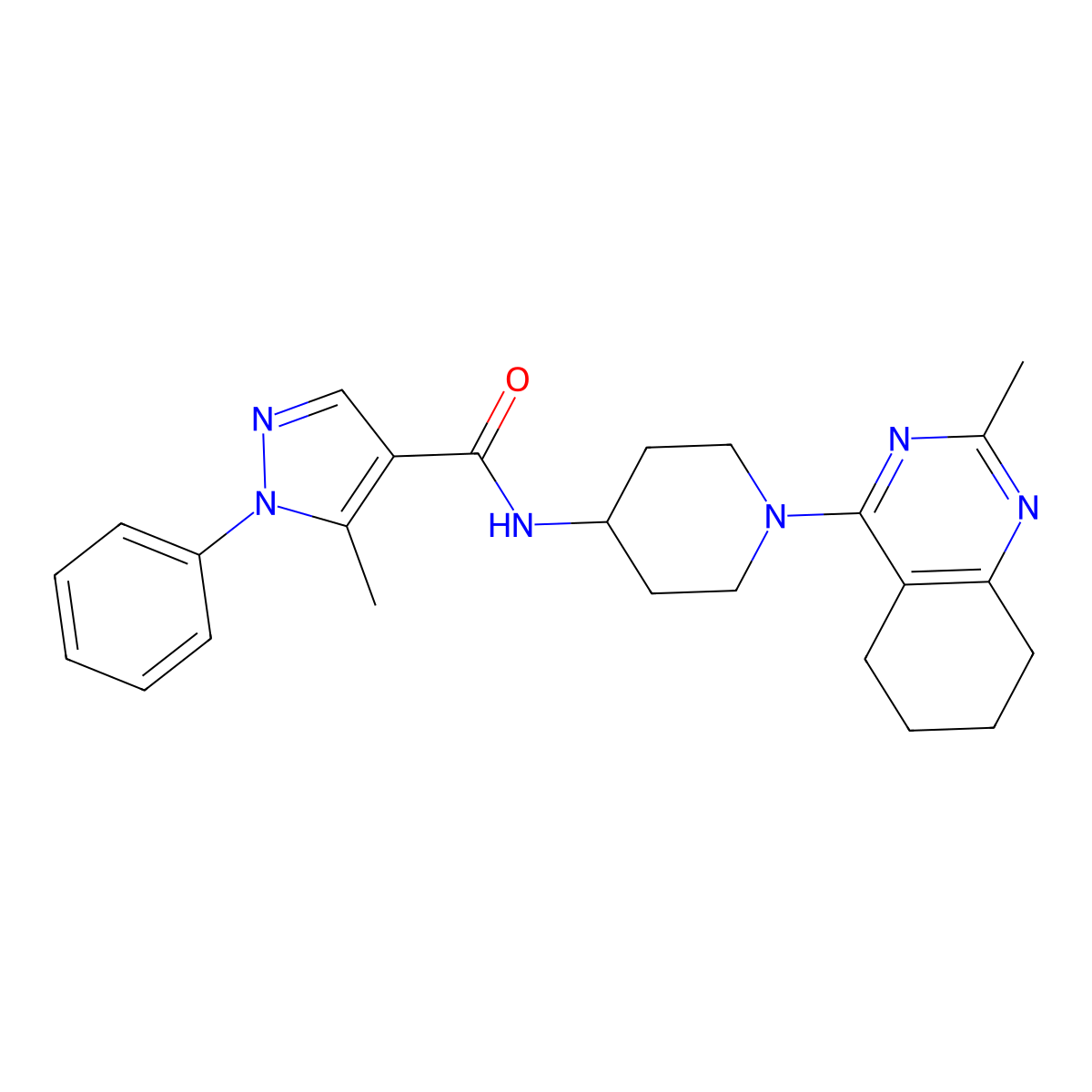 5-methyl-N-[1-(2-methyl-5,6,7,8-tetrahydroquinazolin-4-yl)piperidin-4-yl]-1-phenyl-1H-pyrazole-4-carboxamide molecular structure, CAS 1903715-94-5