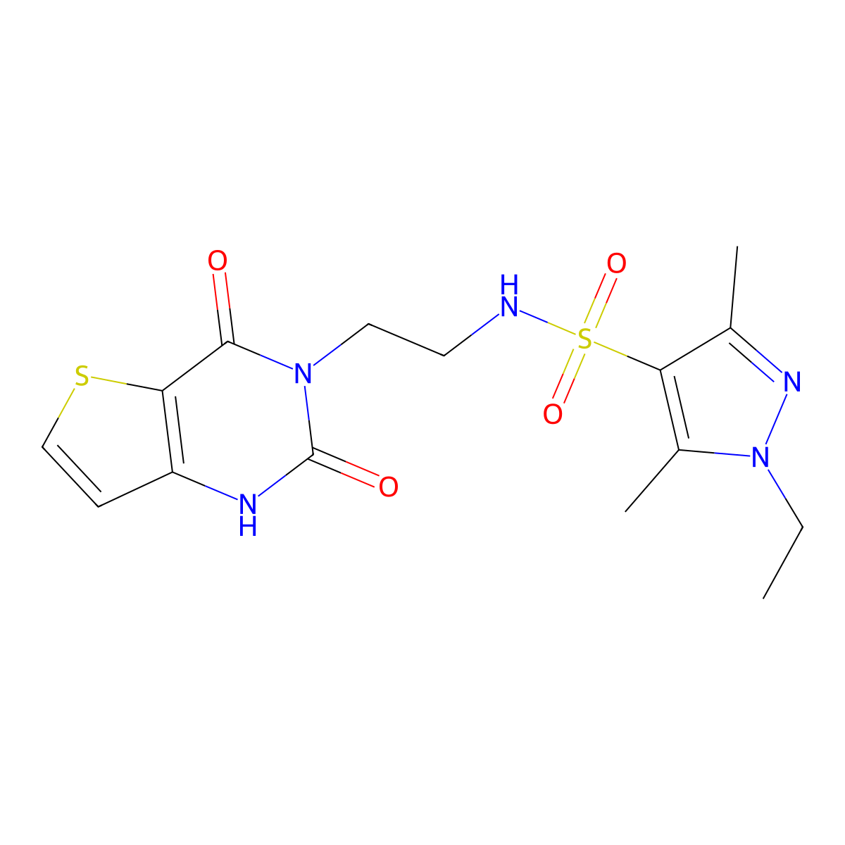 N-(2-(2,4-dioxo-1,2-dihydrothieno[3,2-d]pyrimidin-3(4H)-yl)ethyl)-1-ethyl-3,5-dimethyl-1H-pyrazole-4-sulfonamide molecular structure, CAS 1903716-56-2