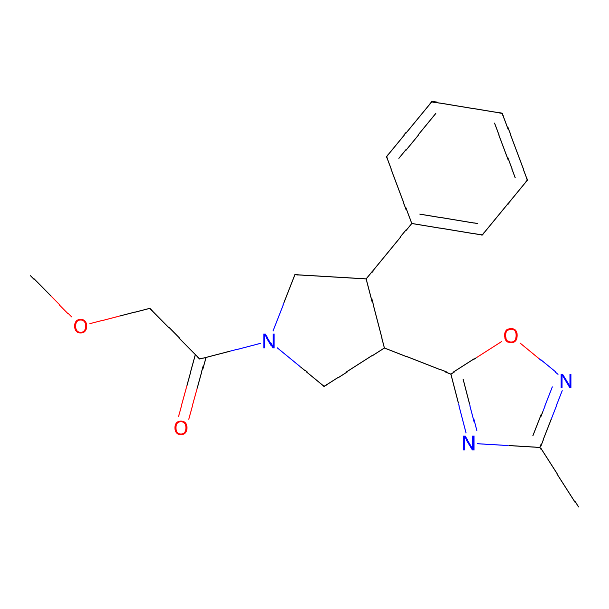 2-Methoxy-1-(3-(3-methyl-1,2,4-oxadiazol-5-yl)-4-phenylpyrrolidin-1-yl)ethanone molecular structure, CAS 1903716-63-1