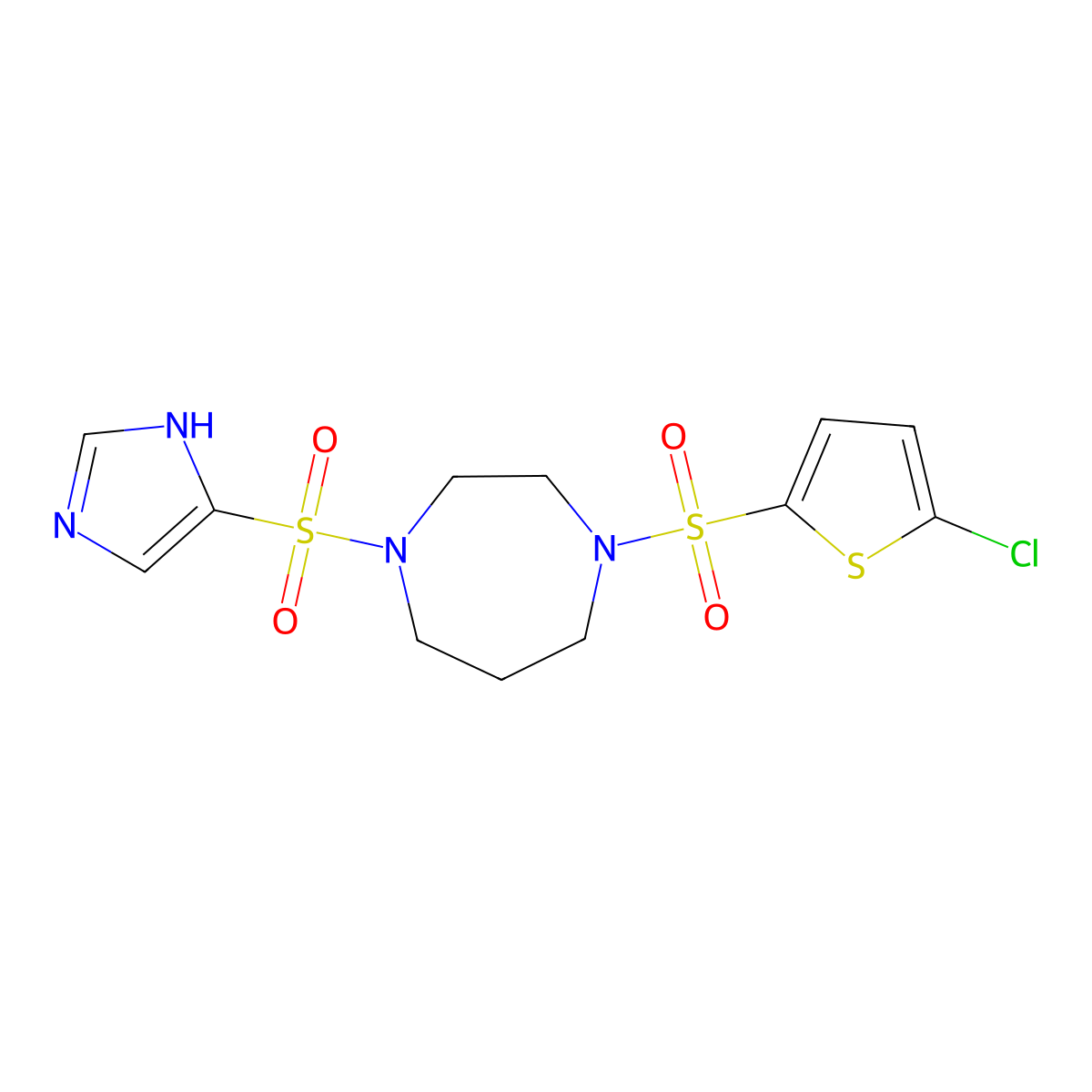 1-((1H-imidazol-4-yl)sulfonyl)-4-((5-chlorothiophen-2-yl)sulfonyl)-1,4-diazepane molecular structure, CAS 1903717-26-9