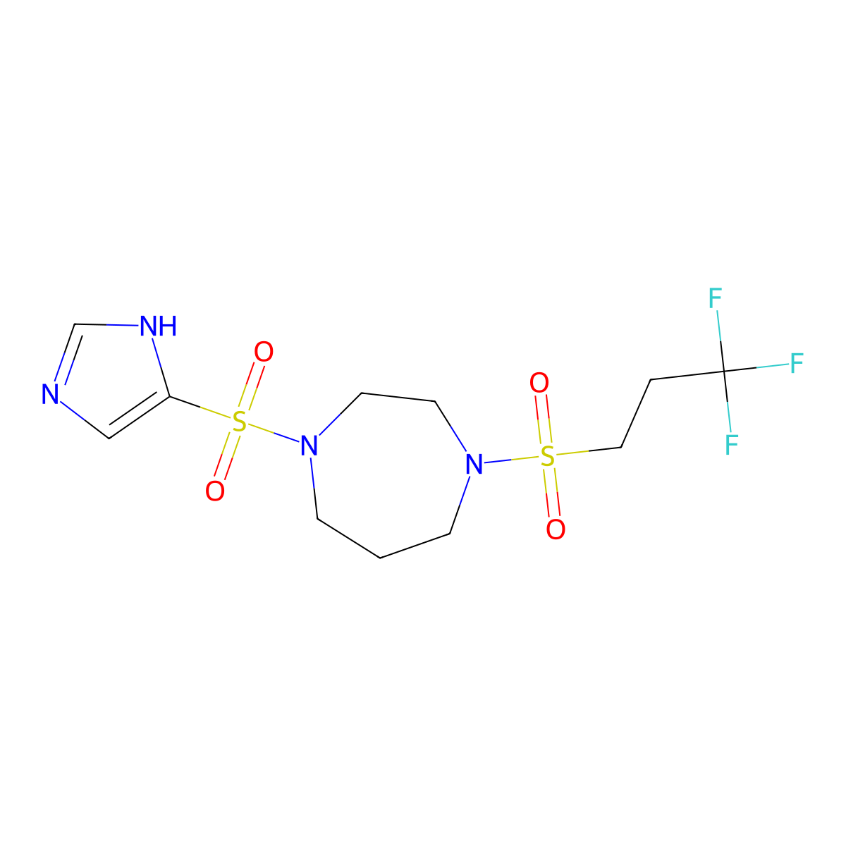 1-((1H-imidazol-4-yl)sulfonyl)-4-((3,3,3-trifluoropropyl)sulfonyl)-1,4-diazepane molecular structure, CAS 1903717-52-1