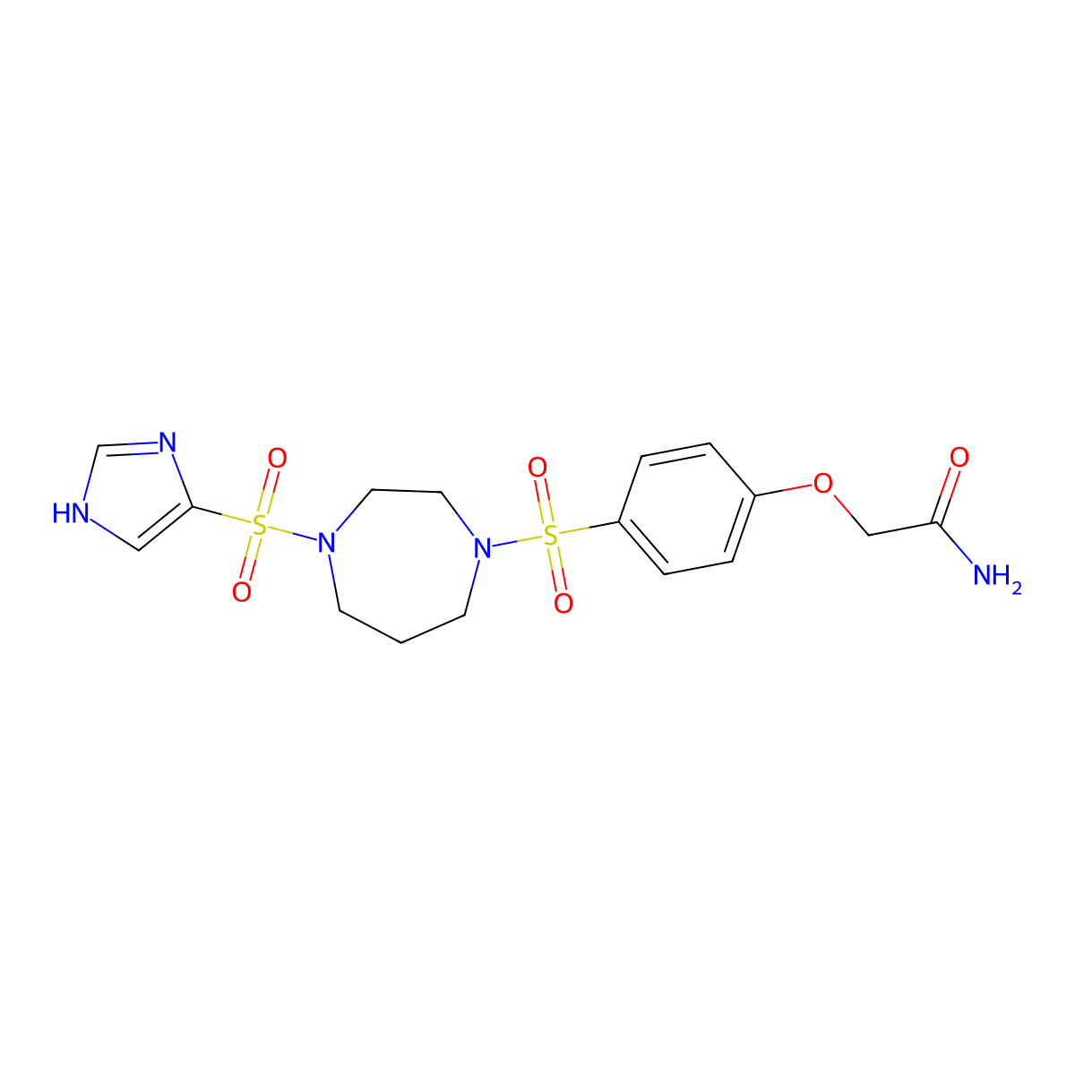 2-(4-((4-((1H-imidazol-4-yl)sulfonyl)-1,4-diazepan-1-yl)sulfonyl)phenoxy)acetamide molecular structure, CAS 1903717-57-6