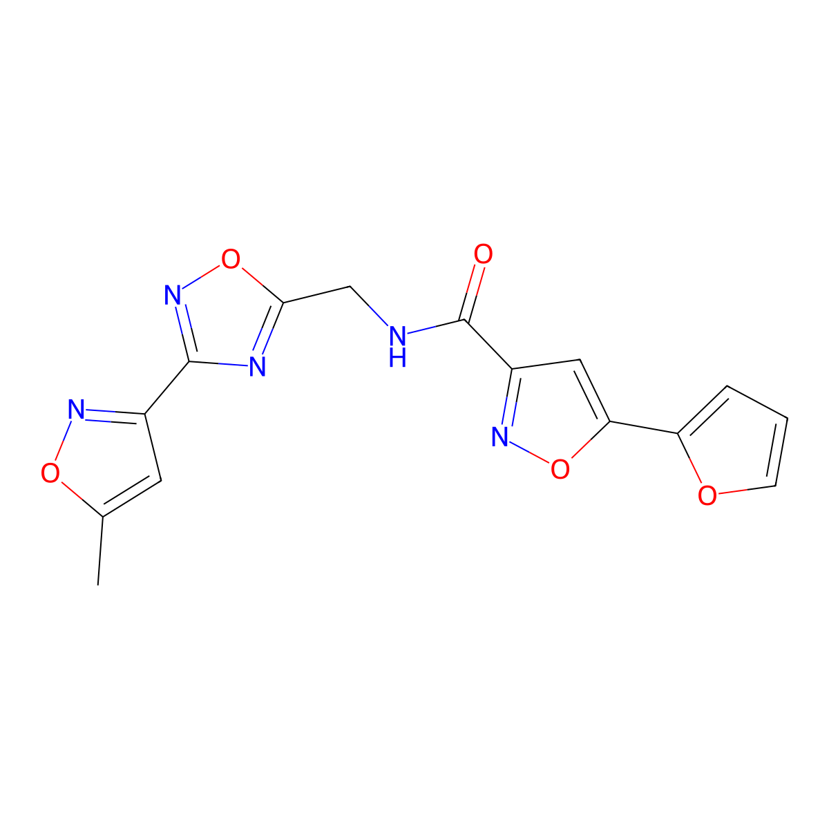 5-(furan-2-yl)-N-((3-(5-methylisoxazol-3-yl)-1,2,4-oxadiazol-5-yl)methyl)isoxazole-3-carboxamide molecular structure, CAS 1903717-74-7