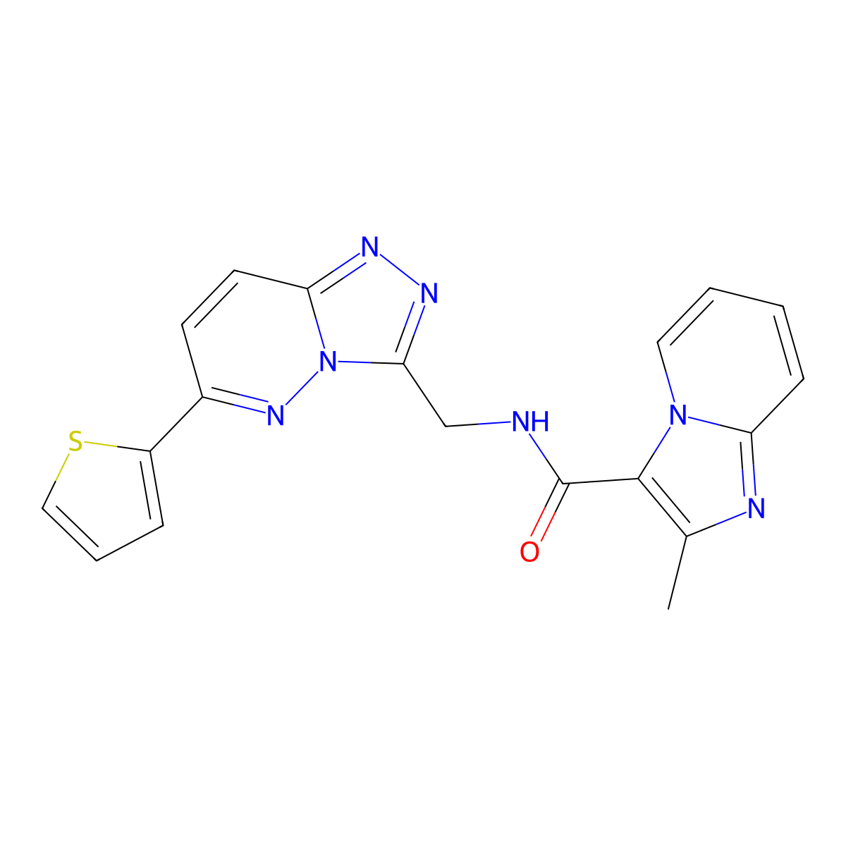 2-methyl-N-{[6-(thiophen-2-yl)-[1,2,4]triazolo[4,3-b]pyridazin-3-yl]methyl}imidazo[1,2-a]pyridine-3-carboxamide molecular structure, CAS 1903718-12-6