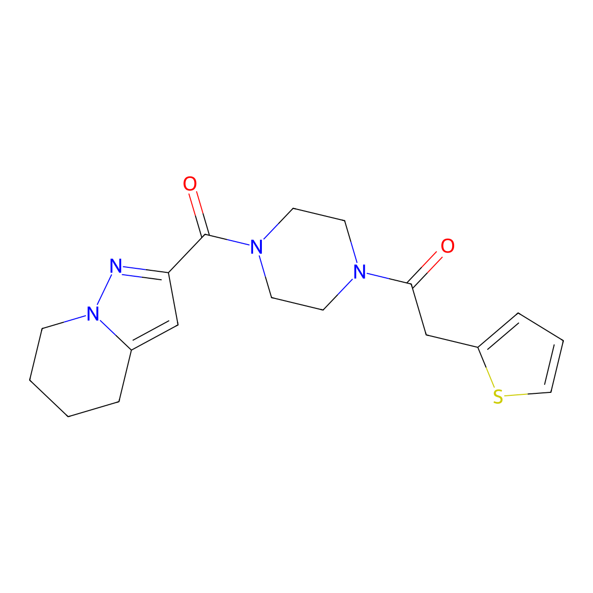 1-(4-(4,5,6,7-Tetrahydropyrazolo[1,5-a]pyridine-2-carbonyl)piperazin-1-yl)-2-(thiophen-2-yl)ethanone molecular structure, CAS 1903722-26-8