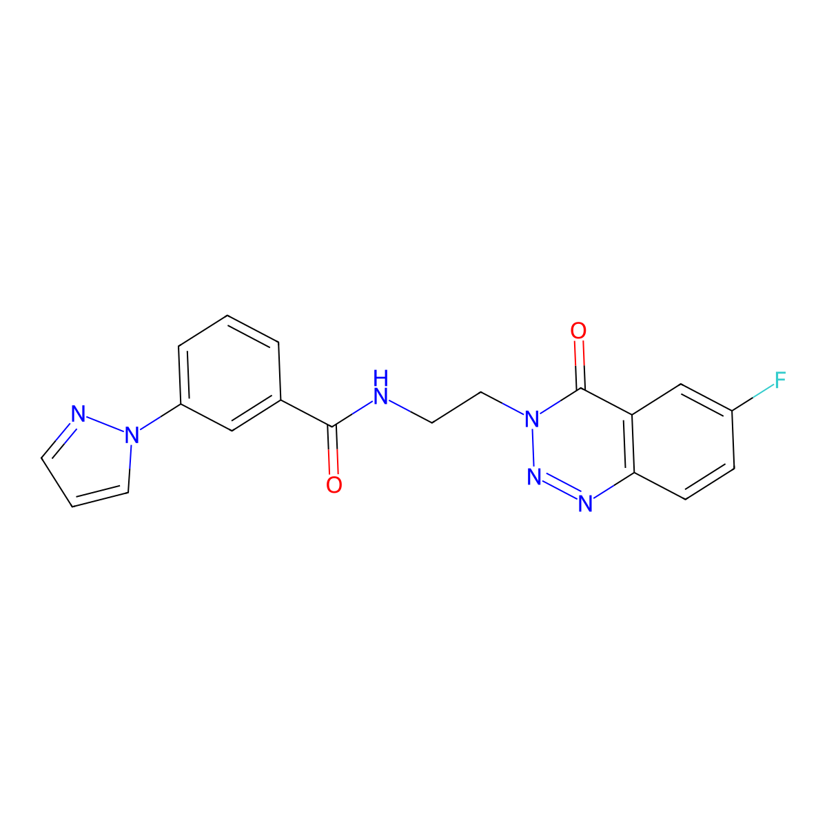 N-(2-(6-fluoro-4-oxobenzo[d][1,2,3]triazin-3(4H)-yl)ethyl)-3-(1H-pyrazol-1-yl)benzamide molecular structure, CAS 1903722-45-1