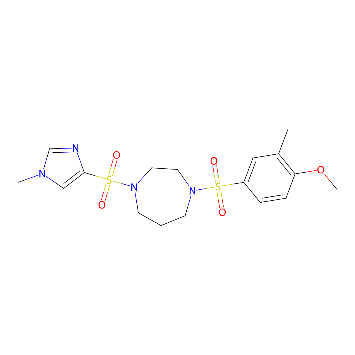 1-((4-methoxy-3-methylphenyl)sulfonyl)-4-((1-methyl-1H-imidazol-4-yl)sulfonyl)-1,4-diazepane molecular structure, CAS 1903726-36-2