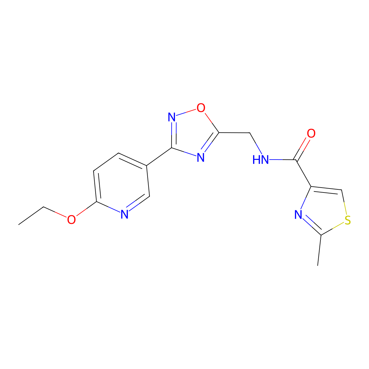 N-((3-(6-ethoxypyridin-3-yl)-1,2,4-oxadiazol-5-yl)methyl)-2-methylthiazole-4-carboxamide molecular structure, CAS 1903729-45-2