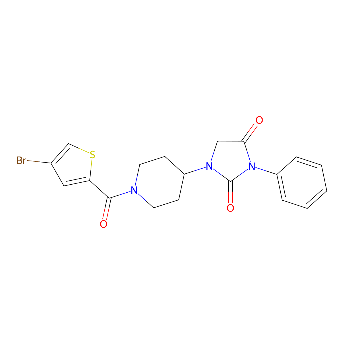 1-[1-(4-Bromothiophene-2-carbonyl)piperidin-4-yl]-3-phenylimidazolidine-2,4-dione molecular structure, CAS 1903729-98-5