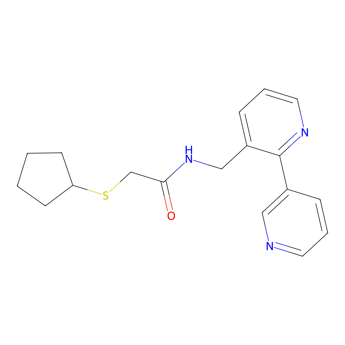 N-({[2,3'-bipyridine]-3-yl}methyl)-2-(cyclopentylsulfanyl)acetamide molecular structure, CAS 1903739-34-3