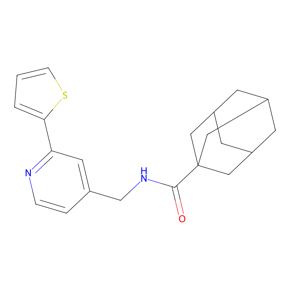 (3r,5r,7r)-N-((2-(thiophen-2-yl)pyridin-4-yl)methyl)adamantane-1-carboxamide molecular structure, CAS 1903739-70-7